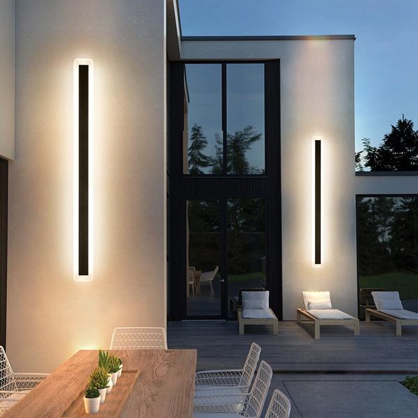 

wall lamp nordic led outdoor light long waterproof ip65 villa porch garden exterior black sconces