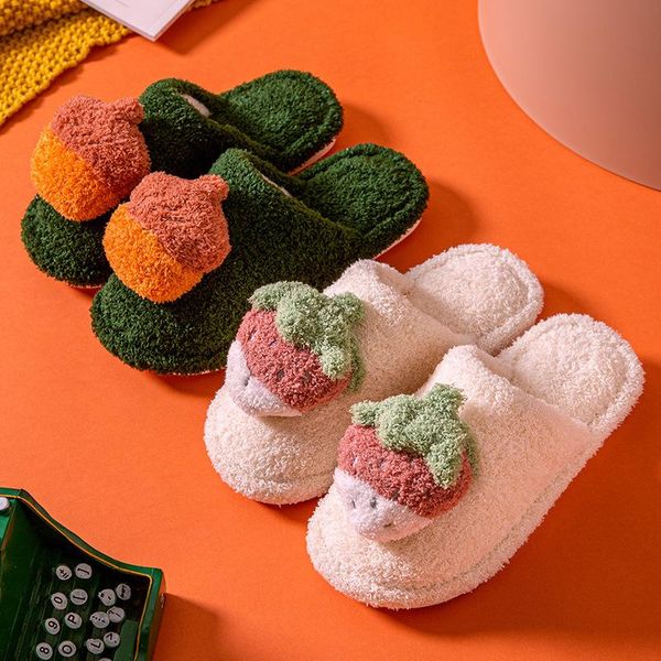 

autumn and winter warm cute woolen slipper men household indoor non-slip confinement shoes plush cotton slippers wome, Black