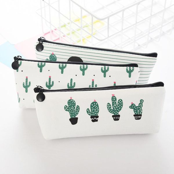 

pencil bags fabric canvas cactus case cute school pen novelty stationery office crayon box bag kawaii supplies