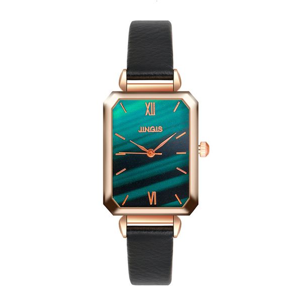 

watch small table green, fashion belt, diamond watch, student, Slivery;brown