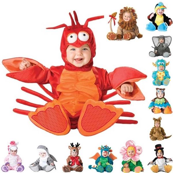 

arrival baby boys girls halloween dinosaur costume romper kids clothing set toddler co-splay tricera 211101, Blue