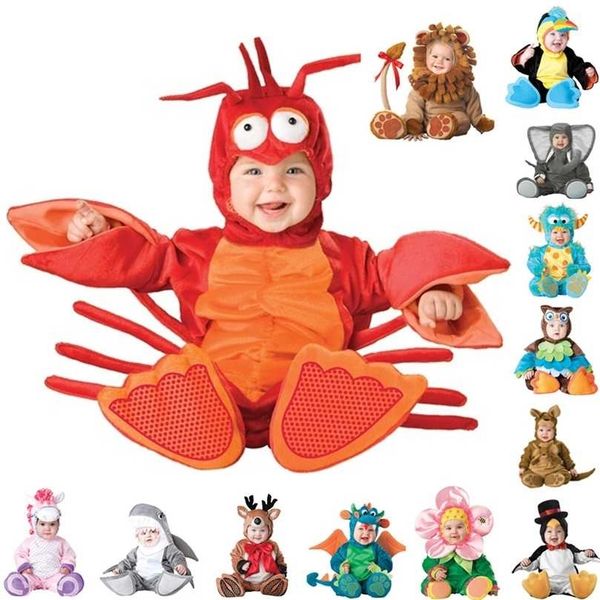 Varış Yüksek Kalite Bebek Erkek Kız Cadılar Bayramı Dinozor Kostüm Romper Çocuk Giyim Seti Toddler Co-SPlay Triceratops 211101