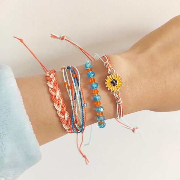 

charm bracelets bohemian daisy multicolor bracelet sets handmade ethnic jewelry for women fashion beads boho, Golden;silver