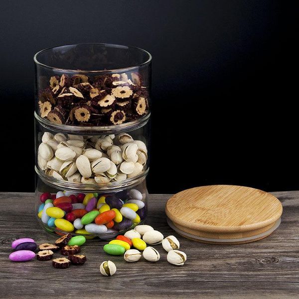 

storage bottles & jars multifunctional jar dried fruit seasoning food y stackable glass salad bowl containers with lid