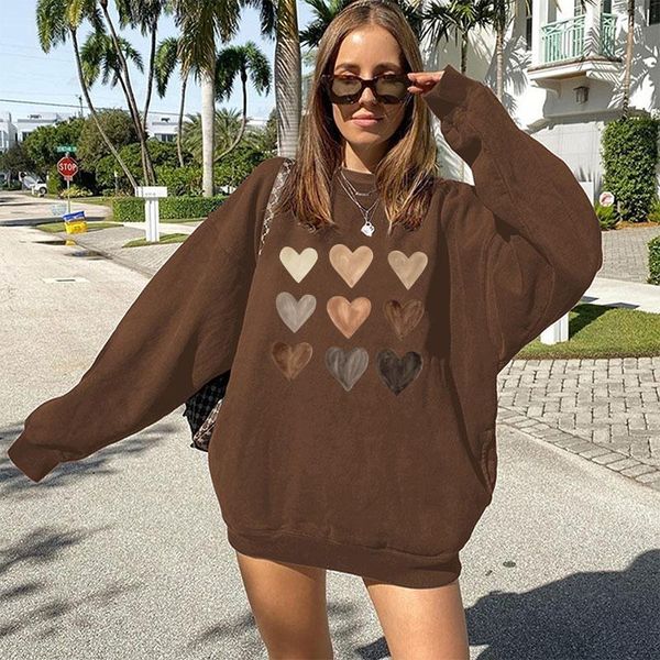 

women's hoodies & sweatshirts women long sleeve round neck drop shoulder fall winter sweatshirt sweetshirts moletom harajuku oversized, Black
