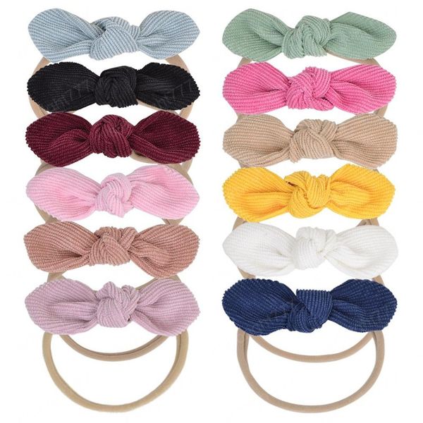 

newborn baby headbands bunny ear headband children hair accessories kids elastic hairbands for girls nylon bow headwear headdress, Slivery;white