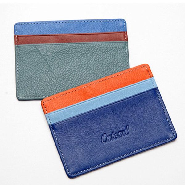 

card holders fashionable random solid color holder four slots business leather portable ultra-thin durable personality, Brown;gray