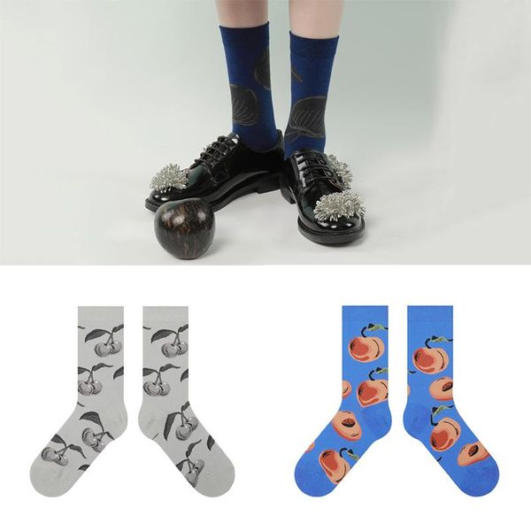 

men's socks devil fruit series european and american ins wind cartoon creative men women tube, Black