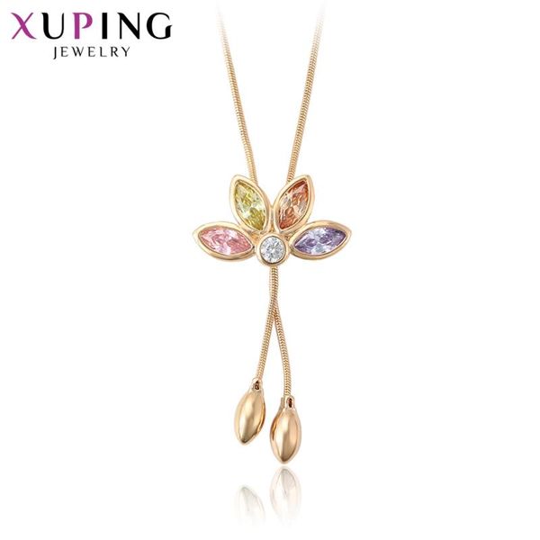 

pendant necklaces xuping fashion temperament ladies flower shape long necklace est for women year's day jewelry gift 44979, Silver