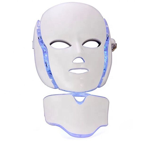 

7 color led light therapy face beauty machine facial neck mask with microcurrent for skin whitening device