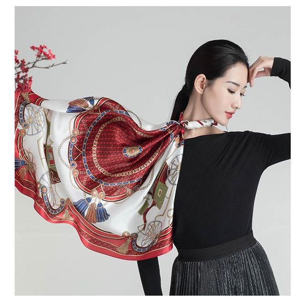 

scarves 2021 women silk scarf big square spring autumn mom gift fashionable joker, Blue;gray