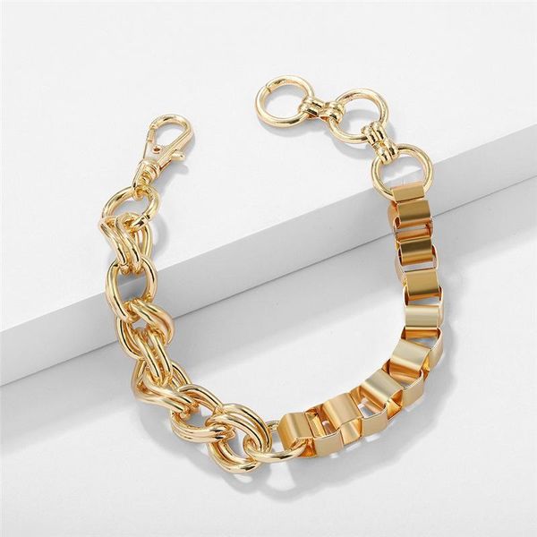 

charm bracelets women man minimalist chain high polish female jewelry gifts curb cuban link womens bangle gold, Golden;silver