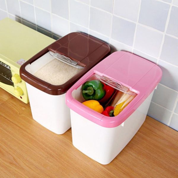 

storage bottles & jars 10kg kitchen rice fruits box bucket cereal dry keepers container spice holders sliding lid with measuring cup