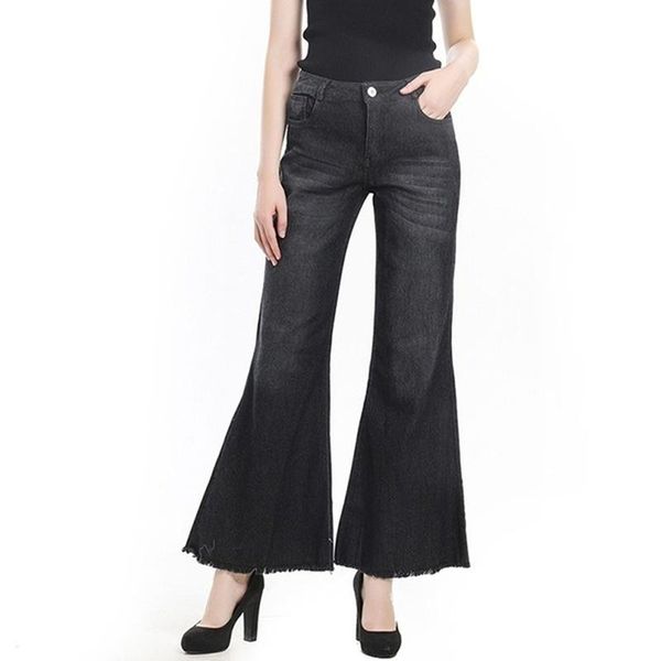

fashion tassels decor plus size trousers autumn women pants casual solid color slim wide leg for ladies women's & capris, Black;white