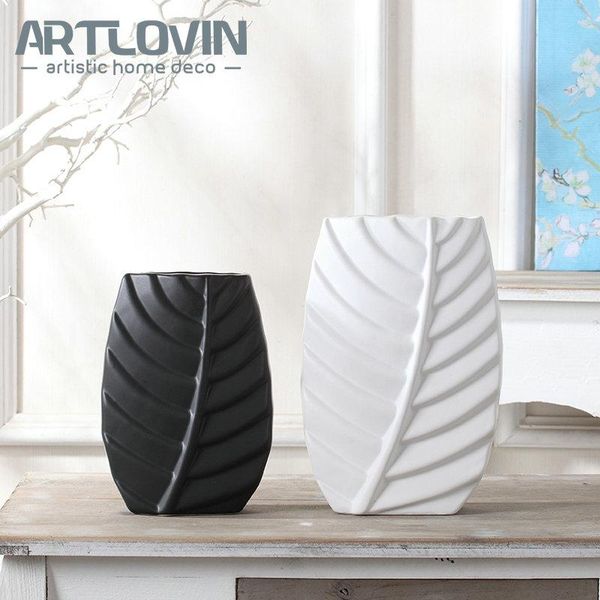 

vases creative leaf model modern ceramic artificial flower vase white home wedding decoration bottle craft chinese porcelain vazen