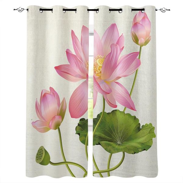

plant pink lotus window curtains for living room bedroom kitchen modern home decoration drapes blinds curtain &