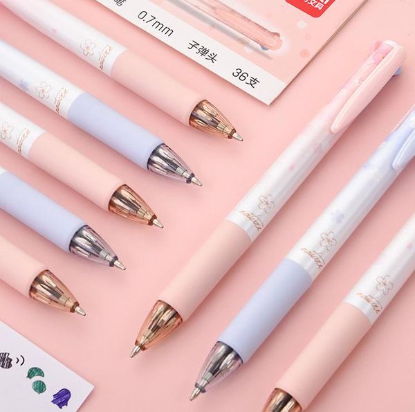 

ballpoint pens 2pcs 4 in 1 multicolor pen creative 0.7mm retractable multifunction marker writing stationery, Blue;orange