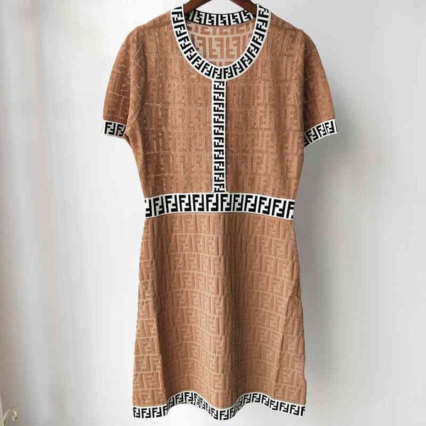 

summer jacquard round neck short sleeve slim knit dress, Black;white