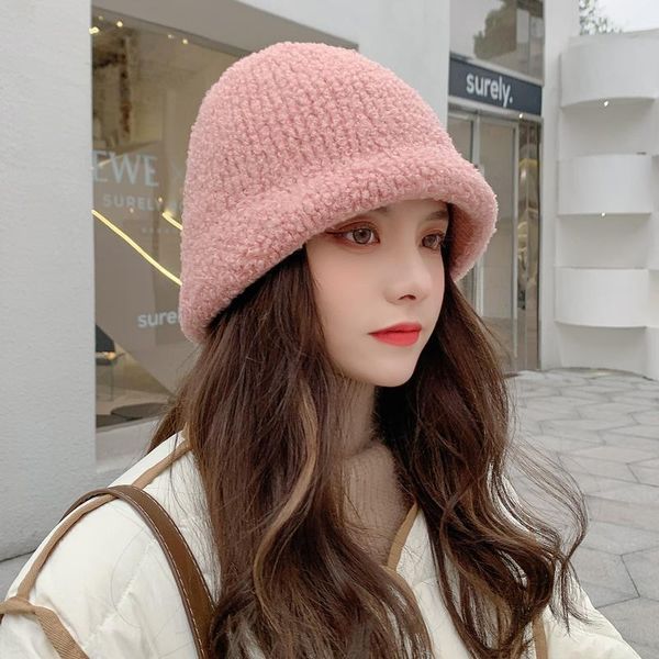 

stingy brim hats bucket for women 2021 autumn and winter warm fisherman hat outdoor casual fashion cap temperament girl caps, Blue;gray