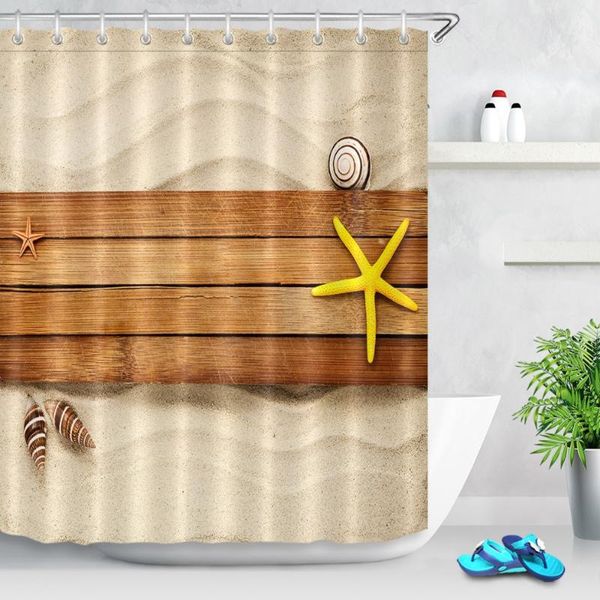 

shower curtains lb marine theme starfish wooden boards curtain bathroom mildew resistant waterproof polyester fabric for bathtub decor