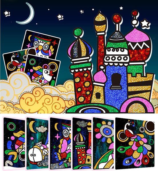 

9pcs-20pcs Childrens DIY Shining Magic Transfer Colorful sticker Transfer Painting Crafts for Kids Arts Crafts Toys Gift ZXH