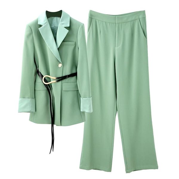 

women's two piece pants fashion vintage 2 set women chic single breasted blazer jacket coat+ suit female suits, White