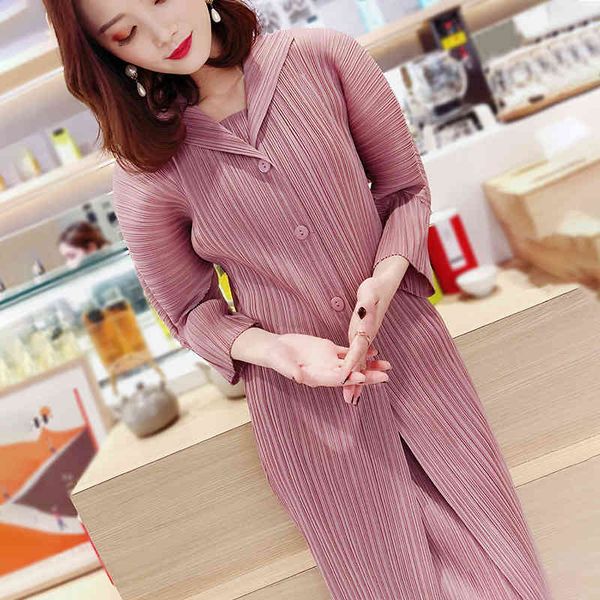 

autumn winter as two miyake pieces plissado plus female style batwing three quarters dress, Black;gray