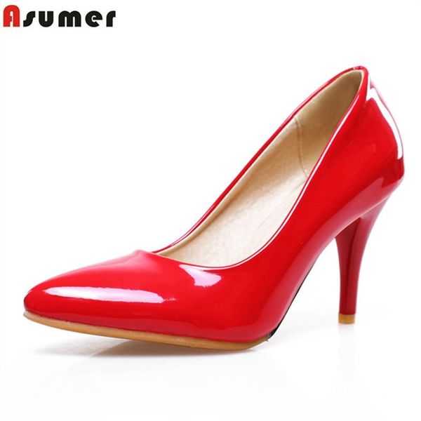 

dress shoes asumer 4 colors plus size 34-47 2021 fashion high heels women pumps thin heel classic party wedding drop ship, Black