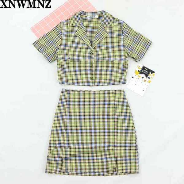 

harajuku high waist split short skirt streetwear tartan green print blue women a-line saia womens plaid mini 210520, White;black