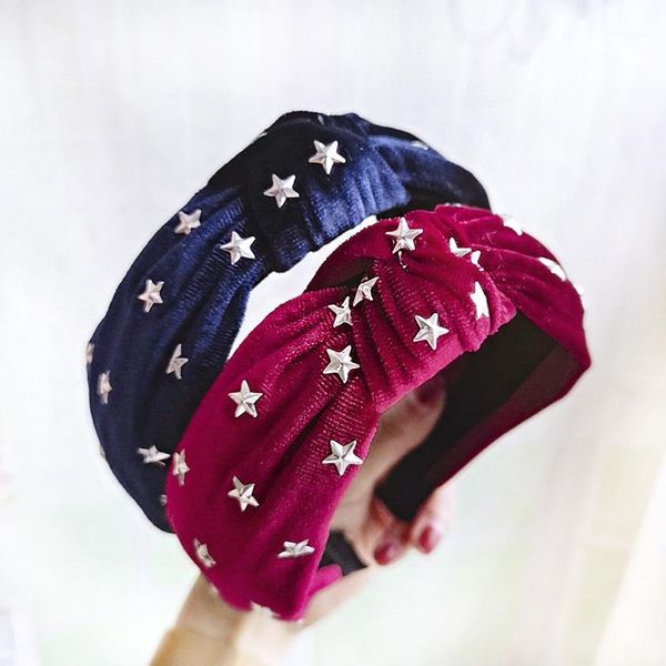 

bohemian vintage velvet knot with star stamping headband knotted hairband hair accessories1