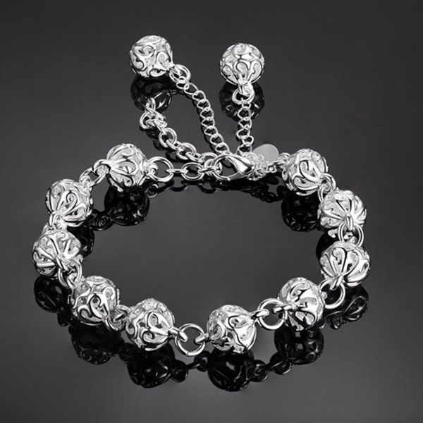 

charm bracelets 925 silver bracelet fashion exquisite ball for men & women jewelry wedding gift, Golden;silver