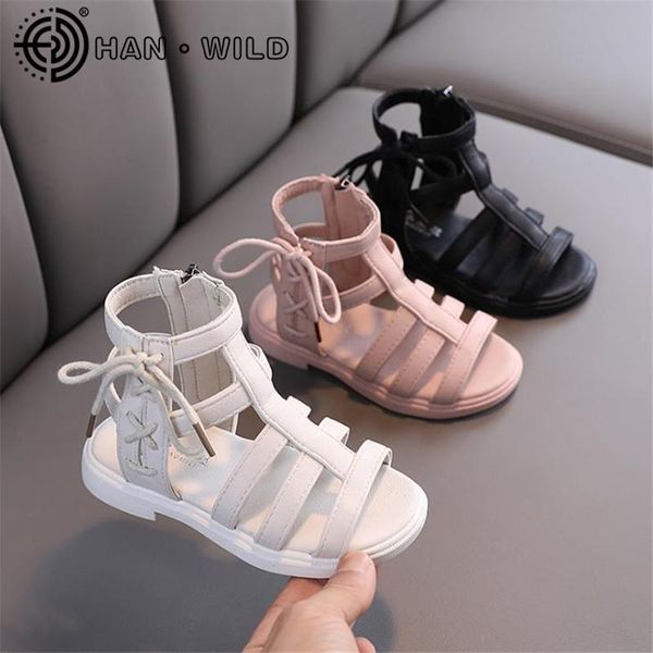 

summer fashion kids sandals high-girls gladiator toddler child shoes anti slip hoolow out roman boots, Black;red