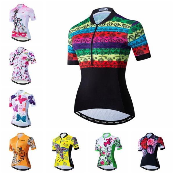 

weimostar 2021 women cycling jersey shirt short sleeve mtb bike bicycle clothes pro team camisa ciclismo racing jackets, Black;red