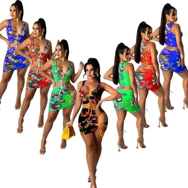 

women's swimwear 2021 european and american summer digital printing two piece suit sleeveless short skirt lace, White;black