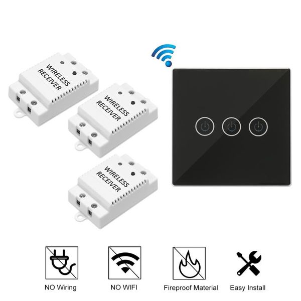 

wireless light switch 1 gang on/off for lamps lighting appliances home office el warehouse black fingerprint access control
