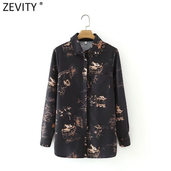 

women vintage digital picture print casual breasted shirt female long sleeve blouse roupas chic chemise ls9064 210416, White;black