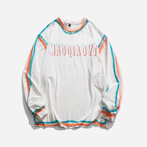 

men's hoodies autumn 2021 american street alphabet printing trend hip hop pullover sweater thin t-shirt, Black