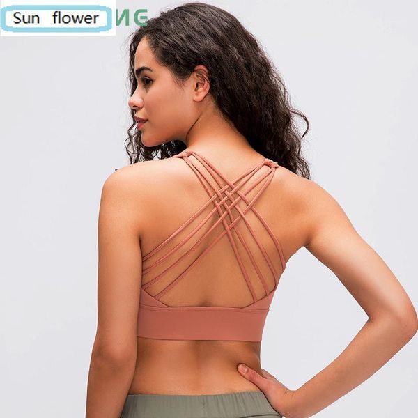 

flower shockproof cross straps running gym sport bras women widen hem push up workout fitness yoga crop brassiere outfit