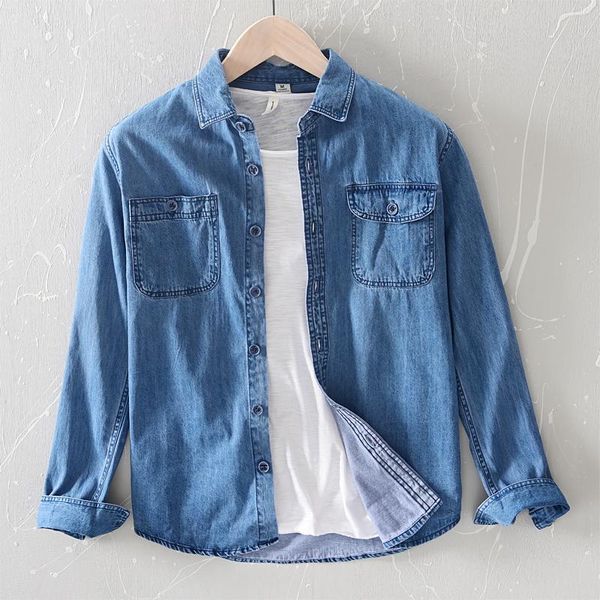 

men's casual shirts men office style denim shirt 100%cotton solid long sleeve man blue jeans chemise homme, White;black