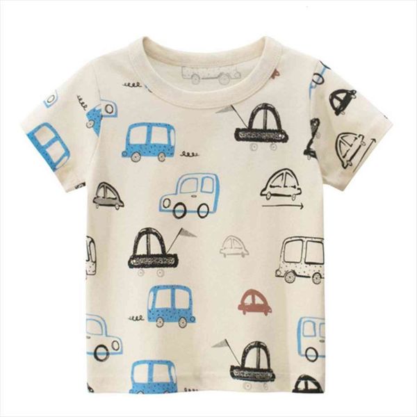 

boy summer children short sleeve kids cartoon t shirt for boys cotton and girls childrens clothing 2 8y, Blue