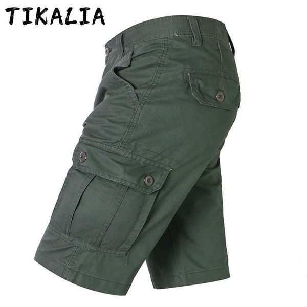 

mens shorts summer casual work wear multi-pockets cargo knee length short pants fashion clothing male bermudas 210714, White;black
