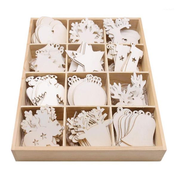 

christmas decorations 10pcs natural wood pendant xmas tree hanging ornament wooden craft snowflake elk for 2021 year navidad noel natal