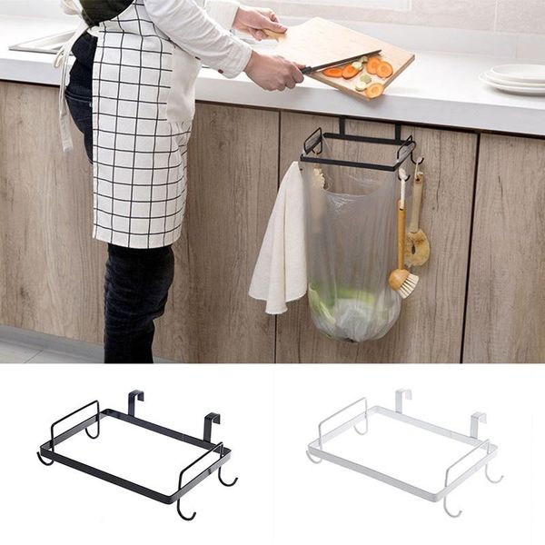 

hooks kitchen trash bag rack garbage holder metal bracket stand storage hanger accessories & rails