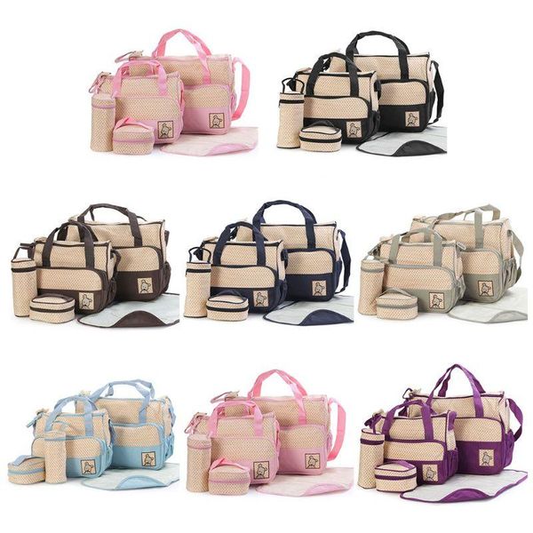 

diaper bags baby changing bag portable nappy basket storage 5 pcs multifunctional set maternity mummy handbag bottle holder