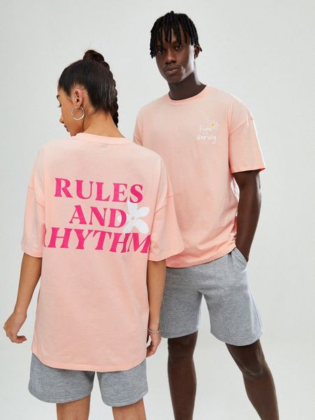 

1pc slogan graphic drop shoulder tee p8hh#, White;black