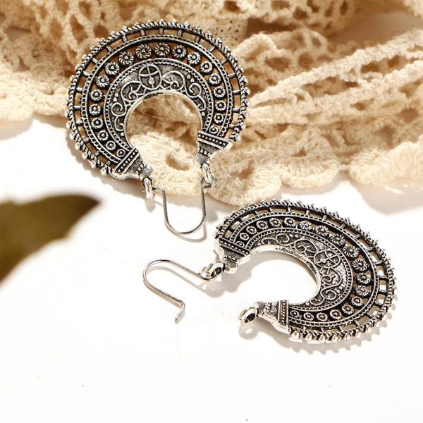 

ancient silver retro folk alloy u shaped earrings dangle & chandelier