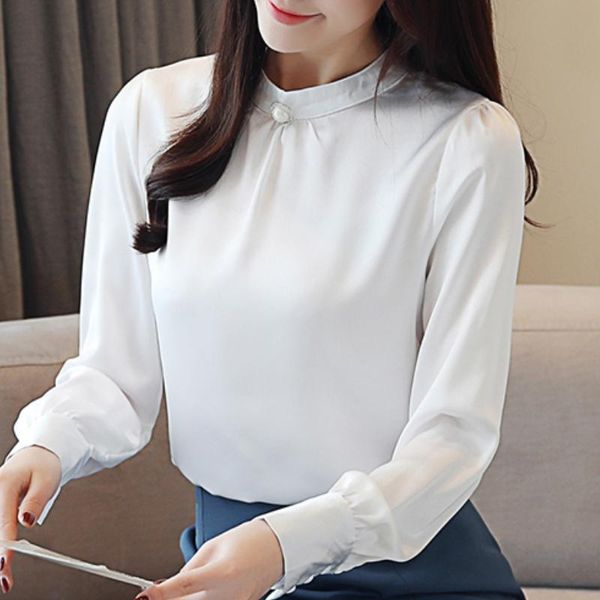 

women's blouses & shirts blusas mujer de moda 2021 autumn long sleeve women casual white blouse chiffon womens and b954