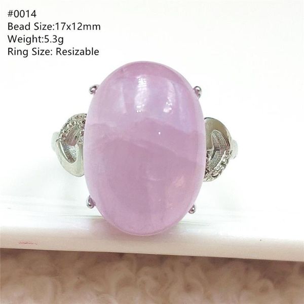 

cluster rings ly natural purple kunzite quartz cat eye adjustable ring 17x12mm oval 925 sterling silver wealthy stone, Golden;silver