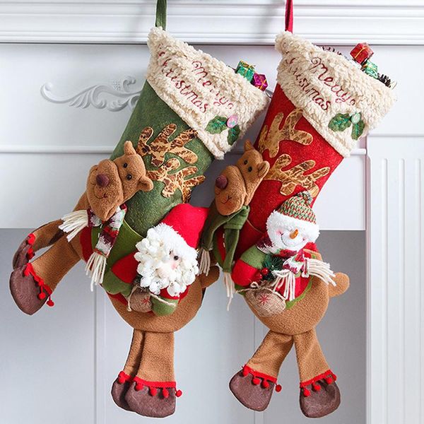 

christmas decorations long legs santa claus stockings xmas gift candy bag for home tree decoration