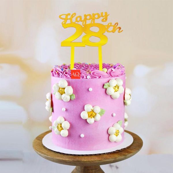 Outros suprimentos de festa de eventos Acrílico Número 17/18/21 / 25-29 / 60/70 / 80 Decorações de bolo Feliz aniversário toppers para o chuveiro de bebê Anniversary Wedd